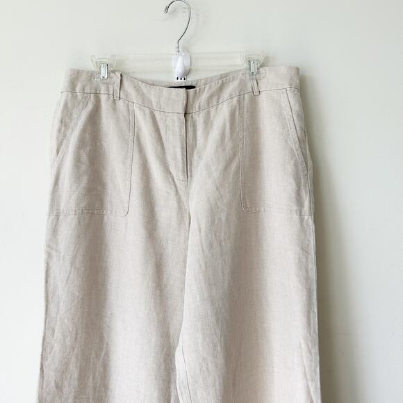 Talbots 100% Linen Pants Size 10 Tan High Rise Lightweight Wide Leg Trousers - Picture 2 of 7